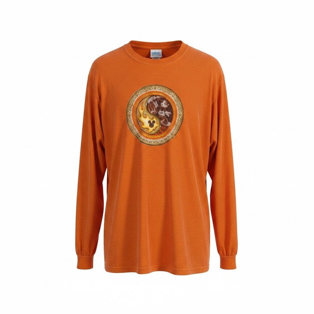 Disney Disneyland Resort Orange Mickey Mouse Yin Yang Tribal Long Sleeve Tee XXL